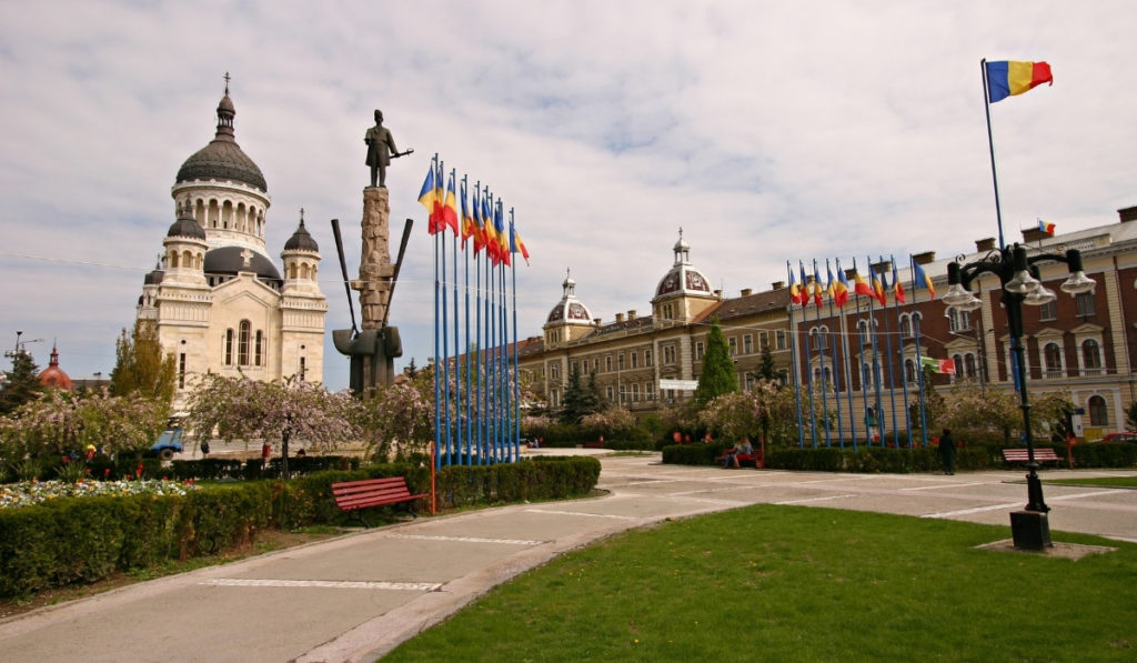 Piata Avram Iancu in Cluj-Napoca, Romania, an easily accessible day trip from Sibiu.