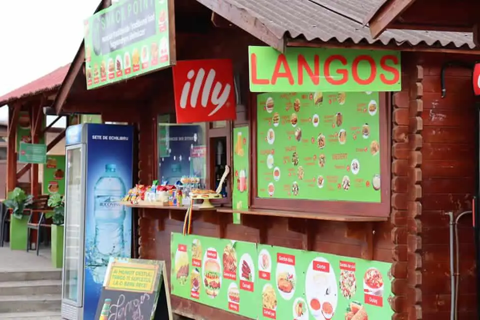 Food stand outside Turda Salt Mine selling langos.
