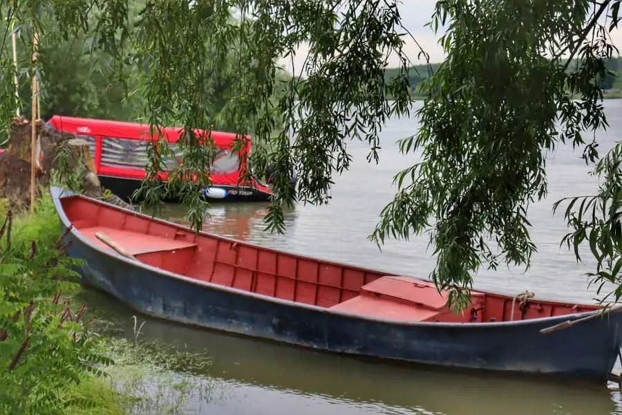 Canoe on the riverbank of Danube Delta, Romania