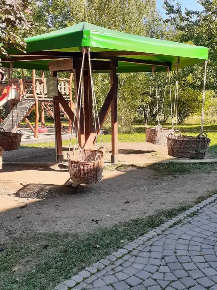 Children's play area at Conacul Secuiesc near Rimetea, Romania.