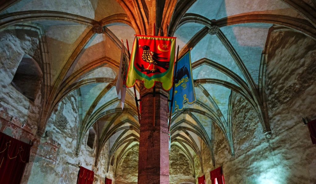 Knight's Hall ceiling in Castelul Corvinilor, Transylvania, Romania.