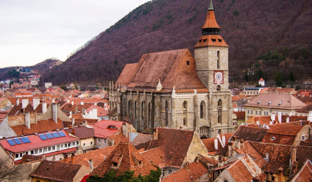 Red rooftops of Brasov, Romania.