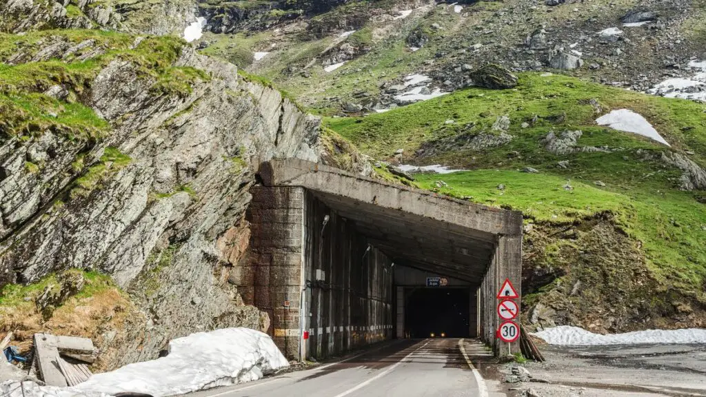 Transfagarasan Tunnel on the famed highway in Romania