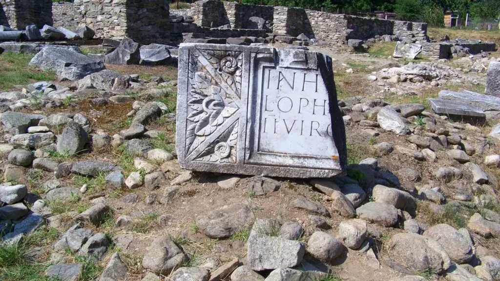 Roman forum ruins in the Orastie Mountains