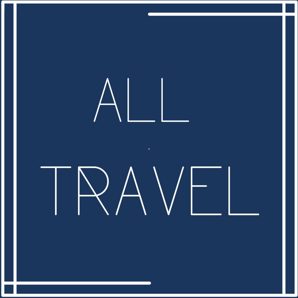 White text on dark blue background - All Travel