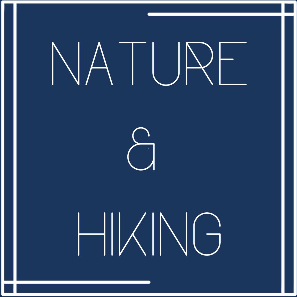 White text on dark blue background - Nature & Hiking